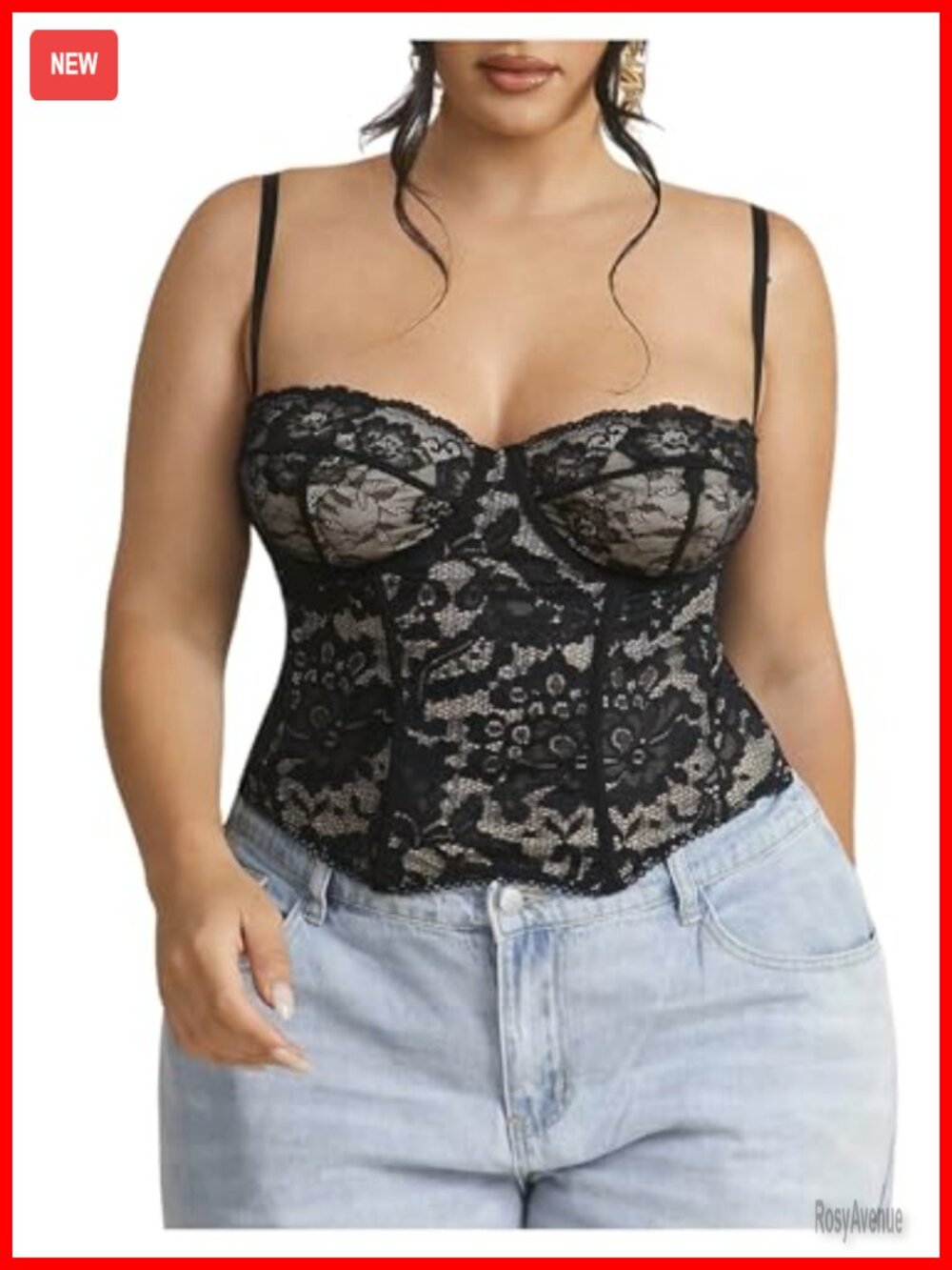 Plus Size Lace Bustier Corset Top Sleeveless Sweetheart Neck Cami